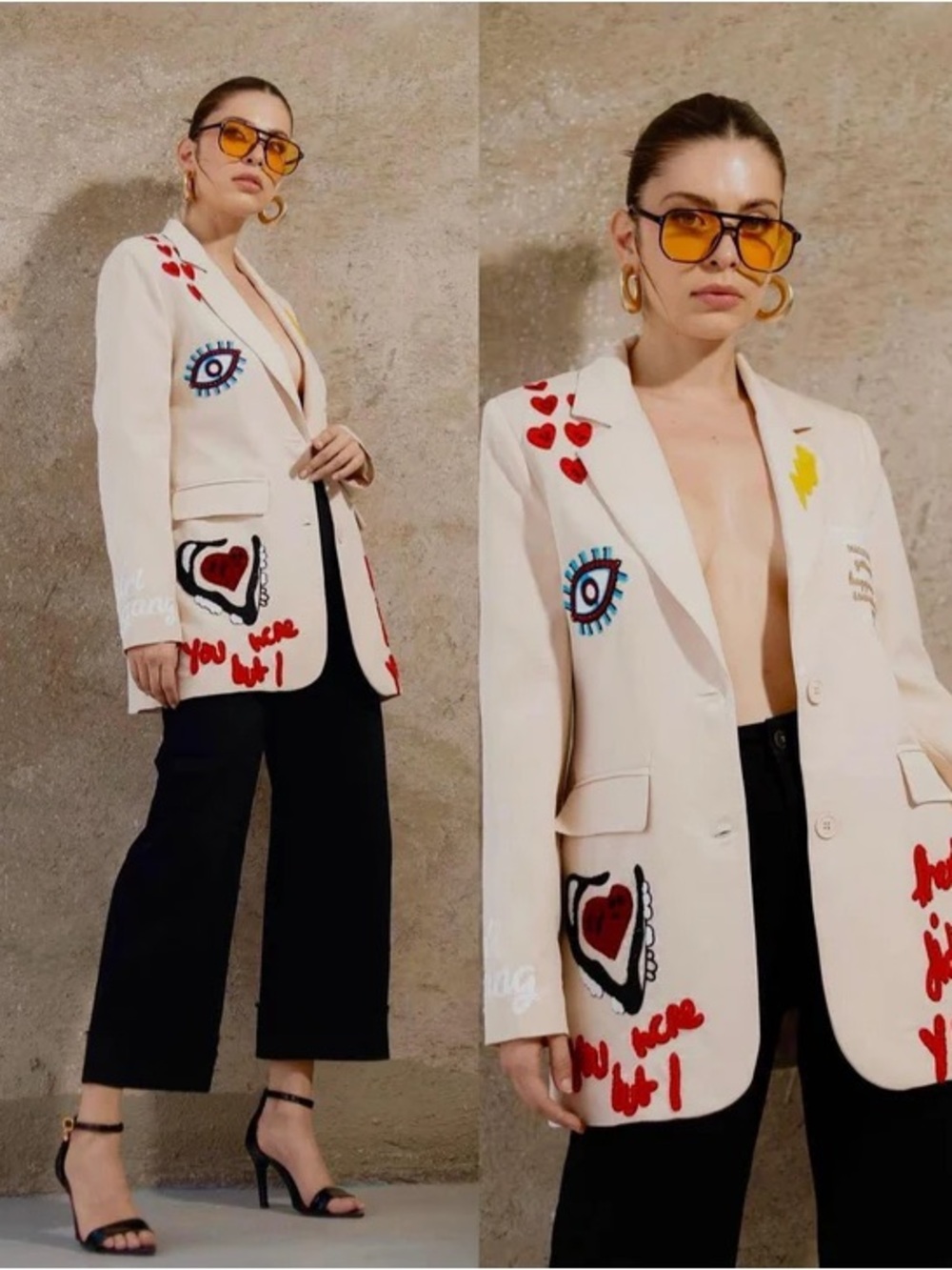 NWOT Cream Embroidered Statement Blazer - Picture 6 of 6